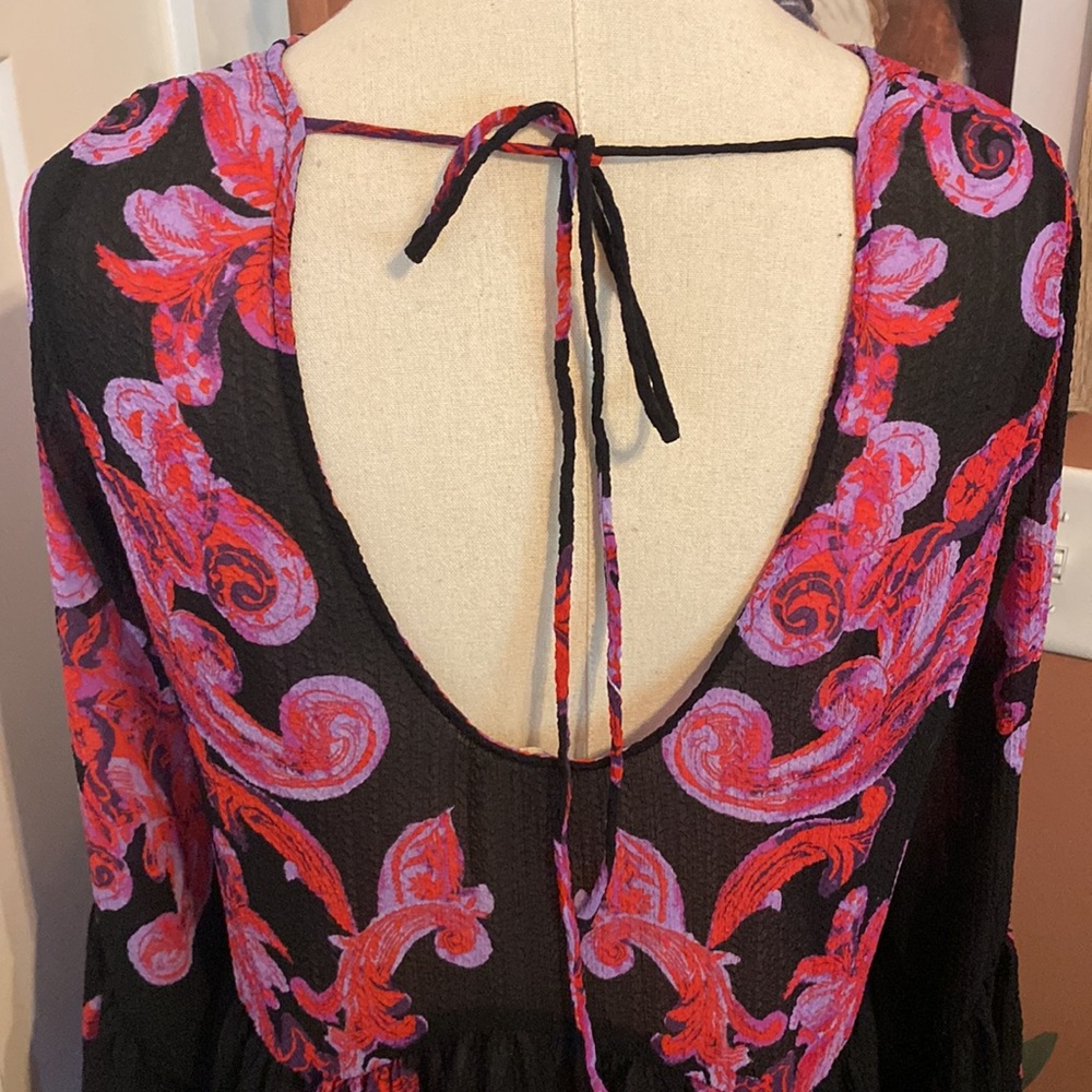 Free People Intimately Symphony Slip sheer bell sleeve XS boho open back tunic - Picture 10 of 15